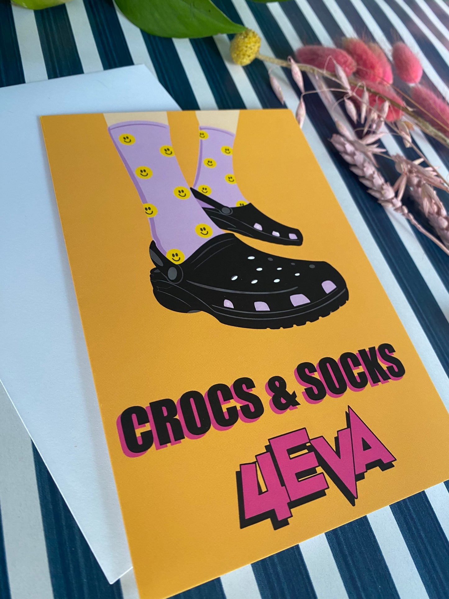 Crocs & Socks Greeting Card