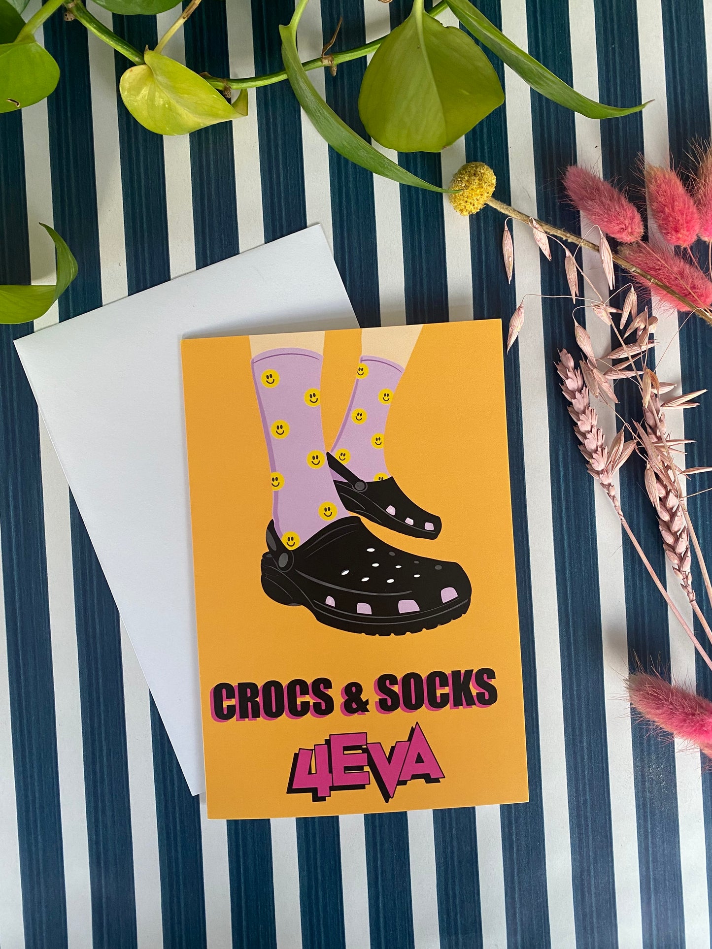 Crocs & Socks Greeting Card