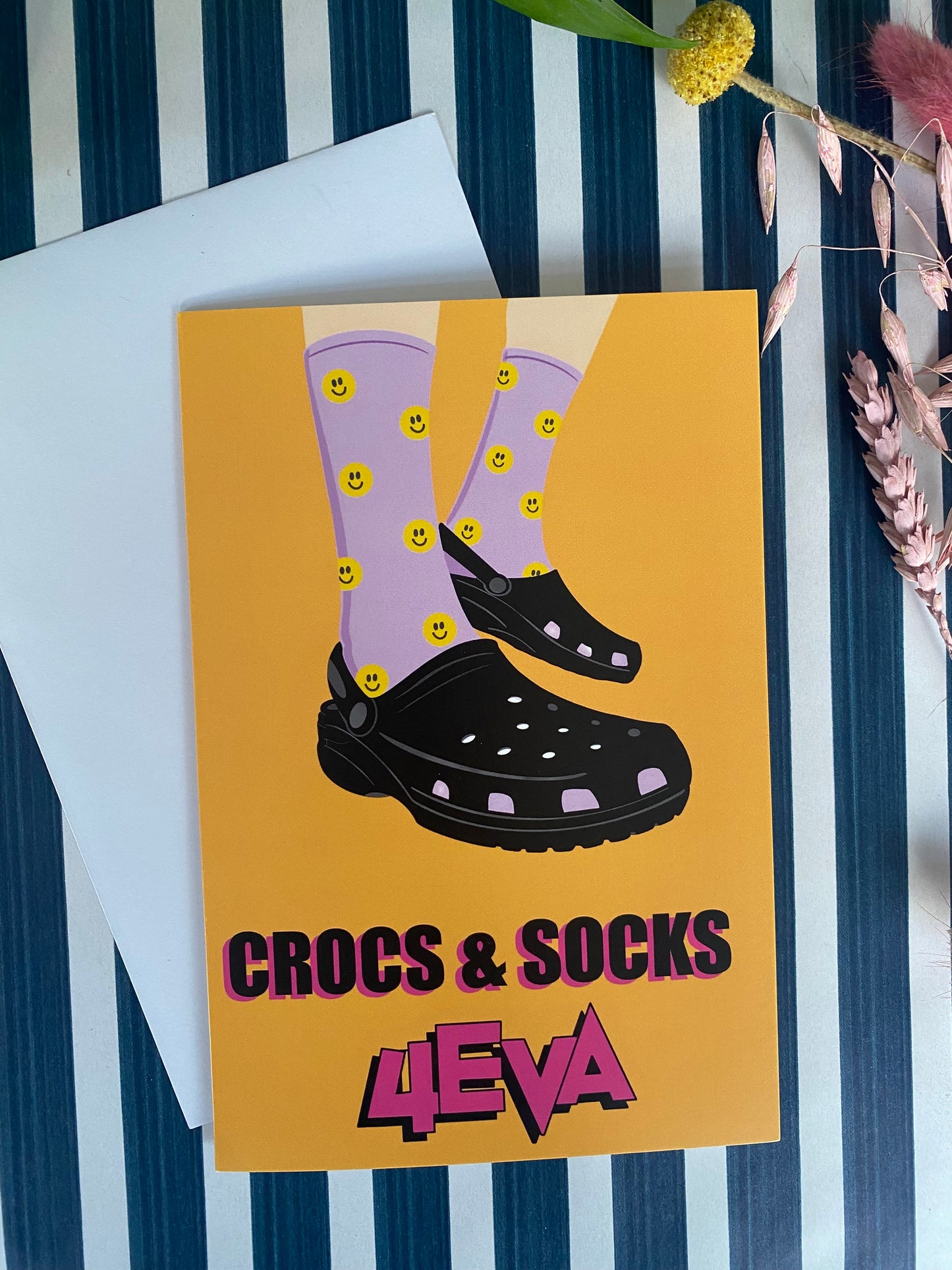 Crocs & Socks Greeting Card