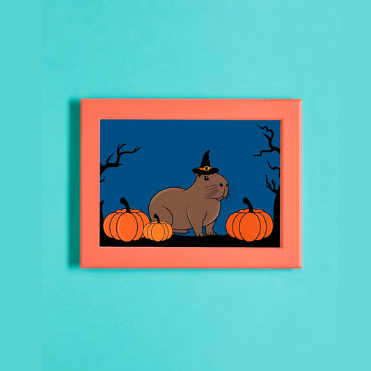 Halloween Capybara Digital Art Print